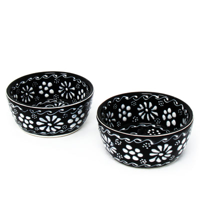 Mexican Pottery Appetizer Bowl Set, Ink