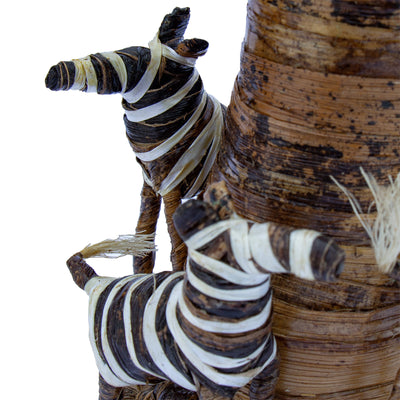 Banana Fiber Zebras Circling a Tree Christmas or Decor Ornament