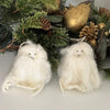 Handmade White Yeti Felt Ornaments, Set of 2