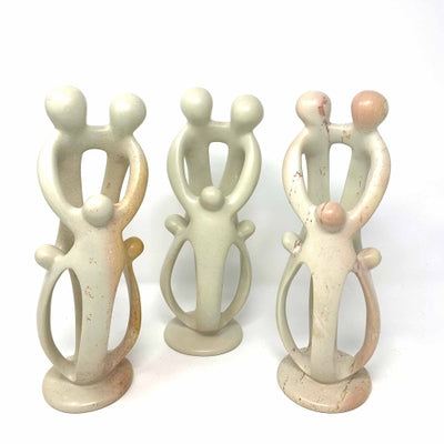 Natural Soapstone Family Sculpture - 2 Parents, 3 Children