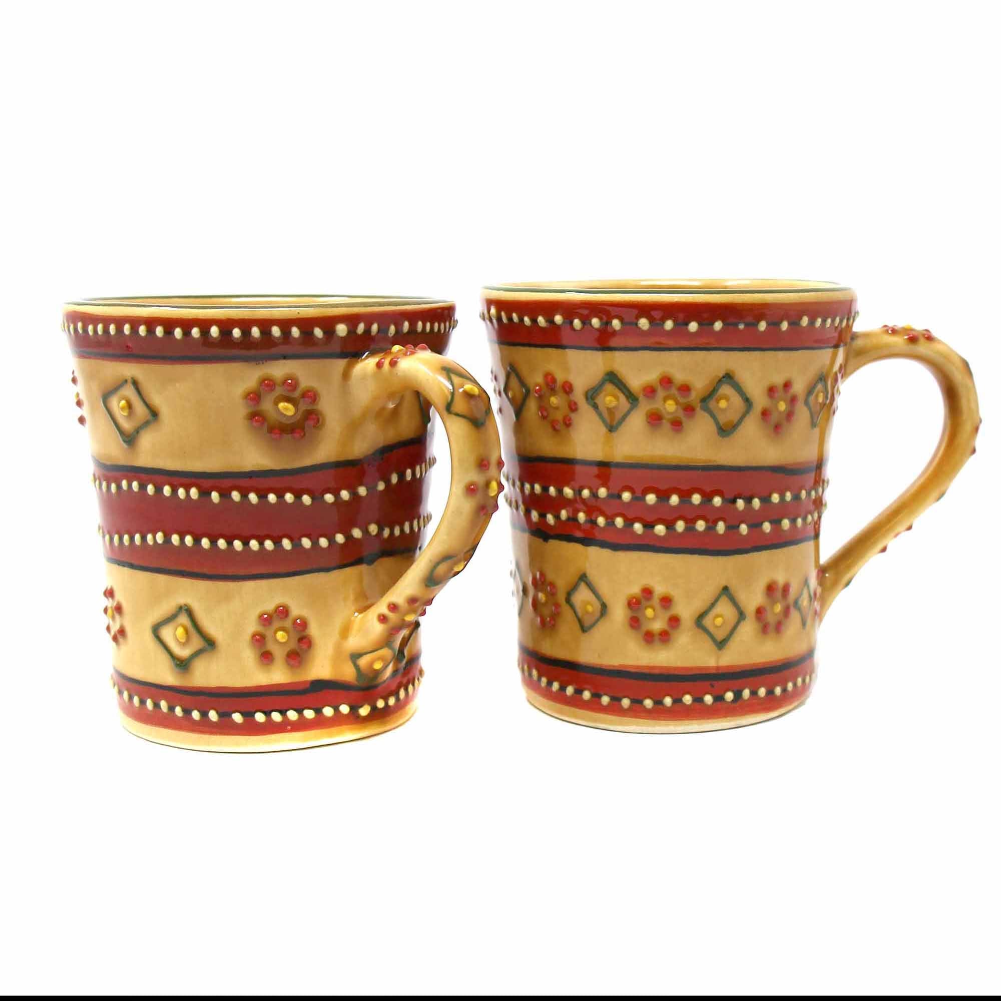 Hand Painted Flared Cups - Red, Set of Two