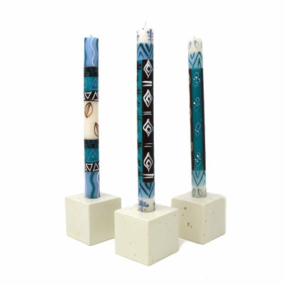 Unscented Hand-Painted Dinner Candles, Boxed Set of 3 (Maji Design)