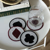 Suit of Cards Hand Embroidered Glass Bead Coasters, Set of 4