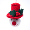 Classic Tophat Snow Friend and Cabin Handmade Felt Ornaments, Set of 2