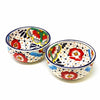 Encantada Handmade Pottery Bowls - Dots and Flowers, Set of Two