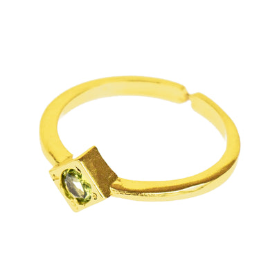 Peridot Gemstone 18K Gold-Plated Stackable Ring