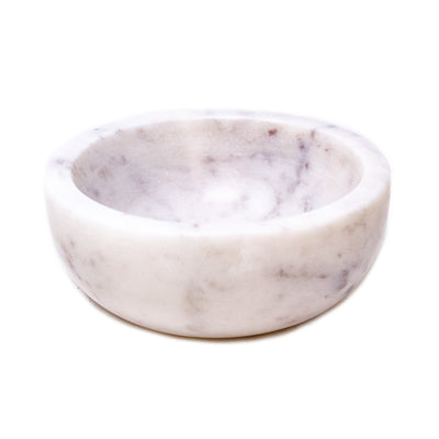 Handmade White Marble Pinch Bowls, Set of 2