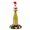 Handmade Felt St. Nick Santa Wine Bottle Toppers, Set of 2