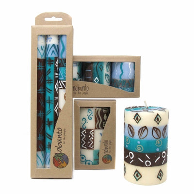 Unscented Hand-Painted Dinner Candles, Boxed Set of 3 (Maji Design)