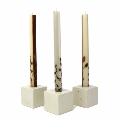 Unscented Hand-Painted Dinner Candles, Boxed Set of 3  (Kiwanja Design)
