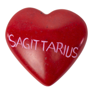 Handcarved Zodiac Kisii Soapstone Hearts, Set of 5: SAGITTARIUS
