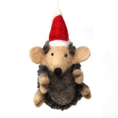 Hedgehog Felt Christmas Ornaments, Set of 2