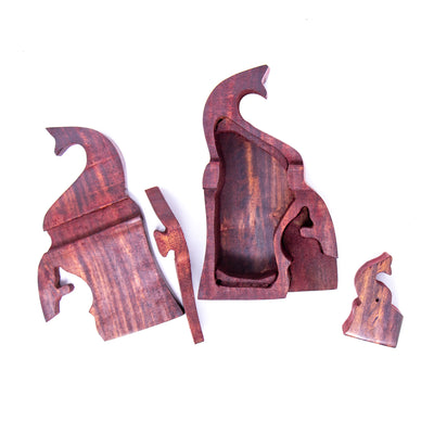 Handmade Trunk-up Elephant and Calf Sheesham Wood Puzzle Box