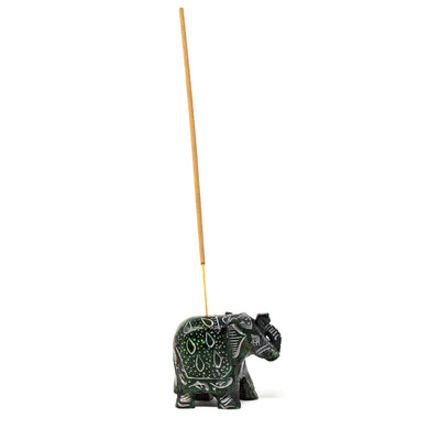 Handmade Elephant Soapstone Incense Holder with Patchouli Stick Incense