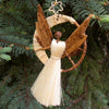 Angel Swinging on Crescent Moon Ornament, Sisal and Banana Fiber