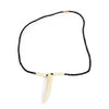 Bone Tooth Necklace on Leather Chain with Brass Closure - White Design