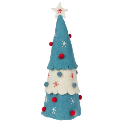 Handcrafted Felt Christmas Tree Topper or Tabletop Decor, Set of 3 Turquoise