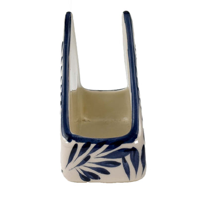 Encntada Mexican Handmade Pottery Napkin Holder Blue Plumeado