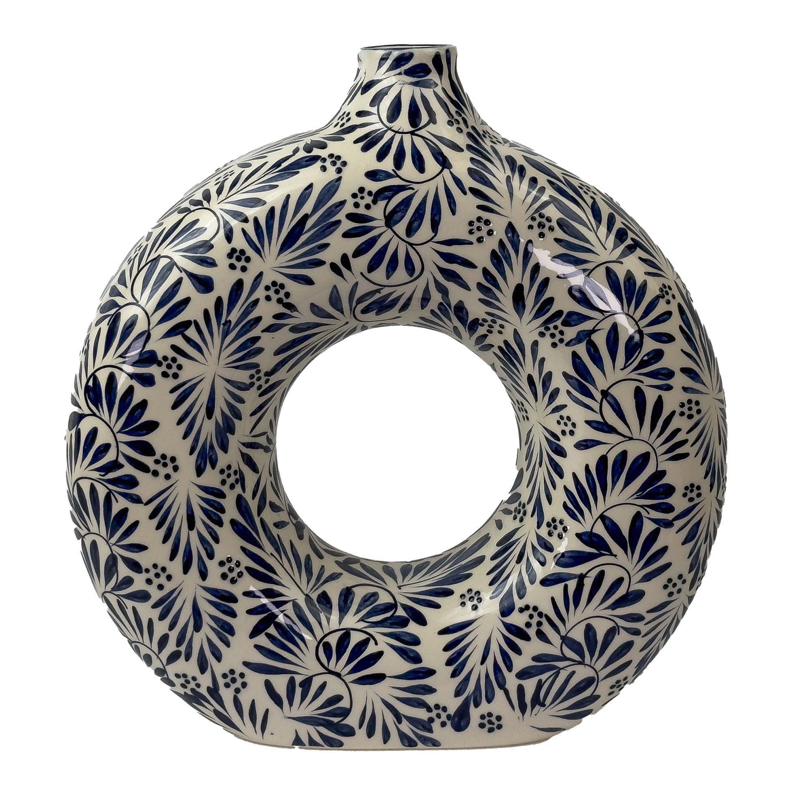 Encntada Mexican Handmade Pottery Ceramic Vase Blue Plumeado