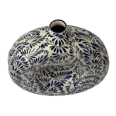 Encntada Mexican Handmade Pottery Ceramic Vase Blue Plumeado