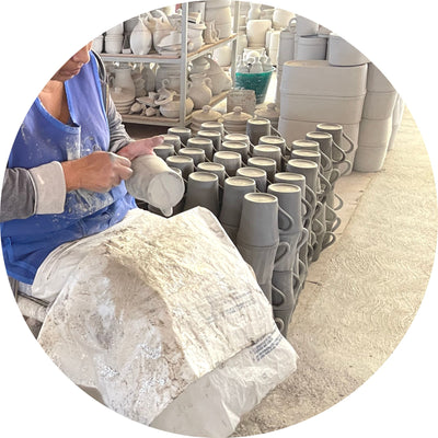 Encntada Mexican Handmade Pottery Candle Holder Blue Plumeado, Set of 2