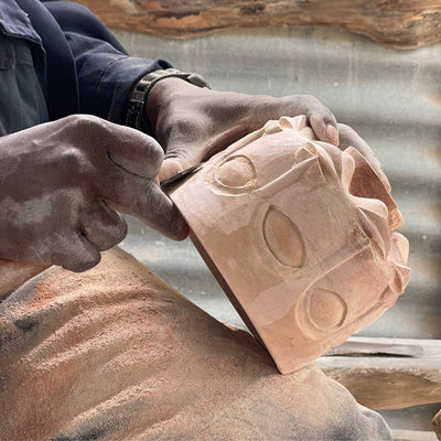 Soapstone Nativity with Mudcloth Strokes