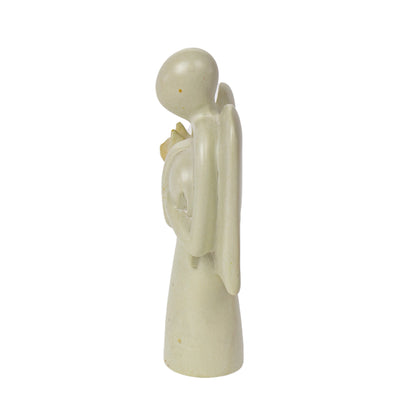 Soapstone Angel Holding Cat Sculpture