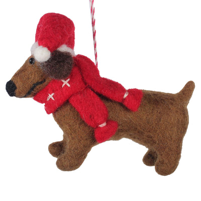 Daschund Felt Christmas Ornament