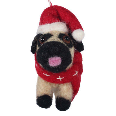 Pug Felt Christmas Ornament