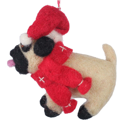 Pug Felt Christmas Ornament