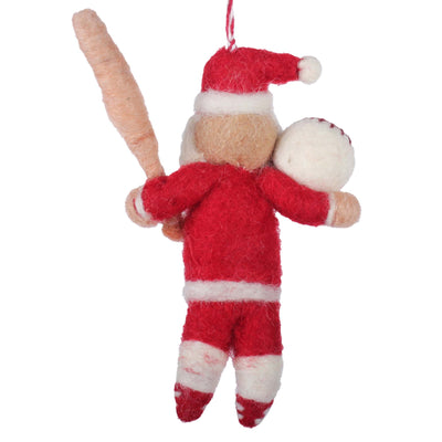 Coach Claus Baseball Felt Christmas Ornament