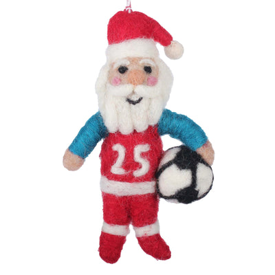 Coach Claus Soccer Felt Christmas Ornament