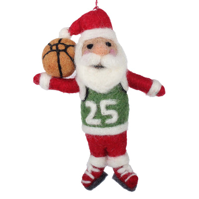 Coach Claus Basketball Felt Christmas Ornament