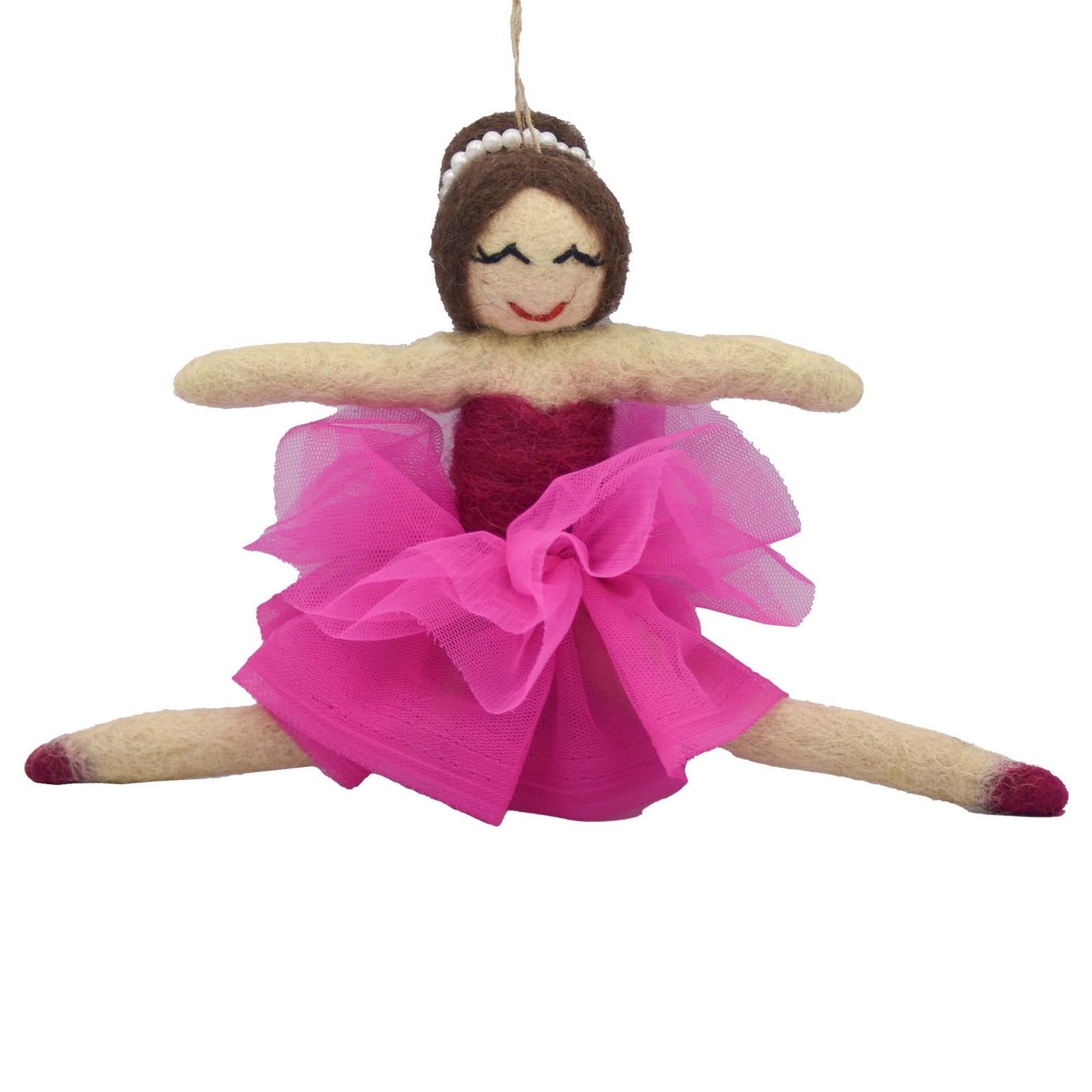 Ballerina Felt Christmas Ornament, Brunette
