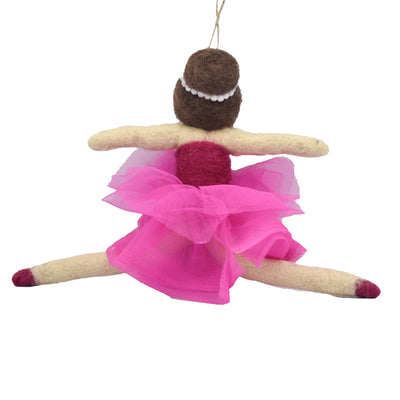 Ballerina Felt Christmas Ornament, Brunette