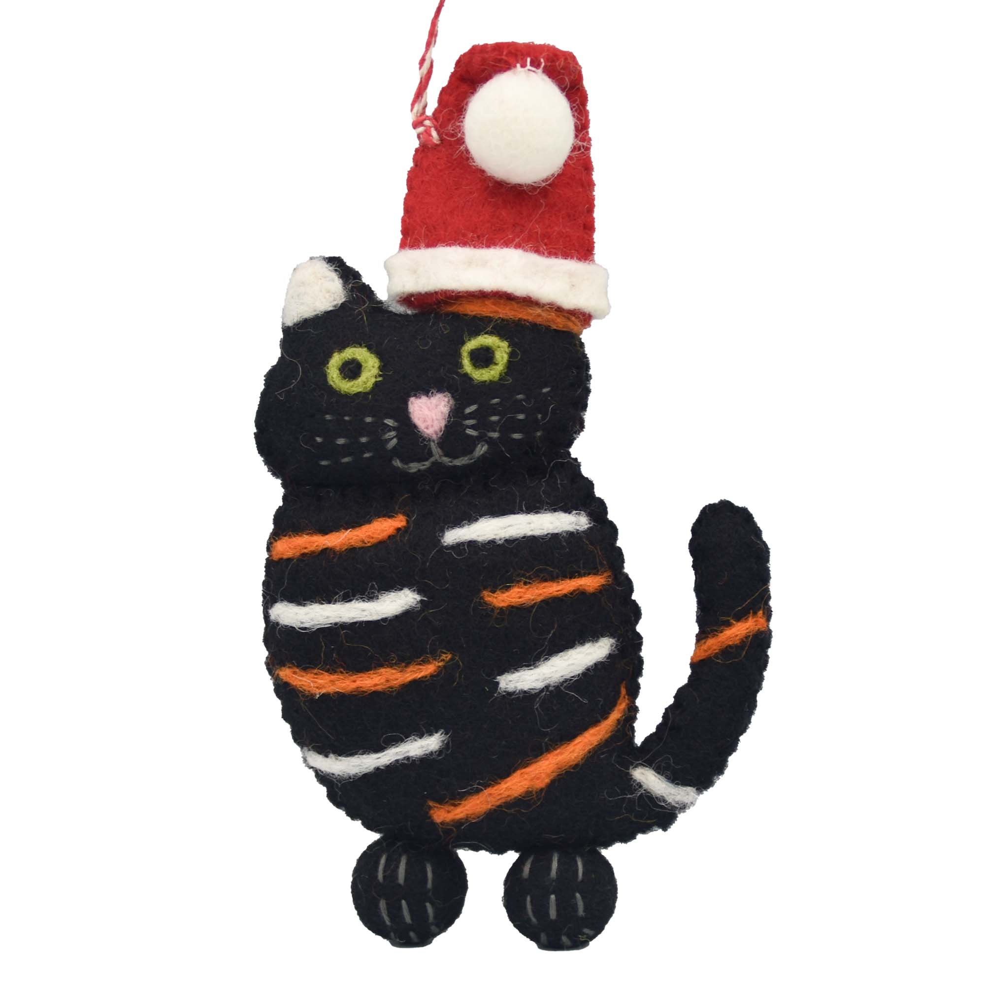 Black Calico Cat Felt Christmas Ornament
