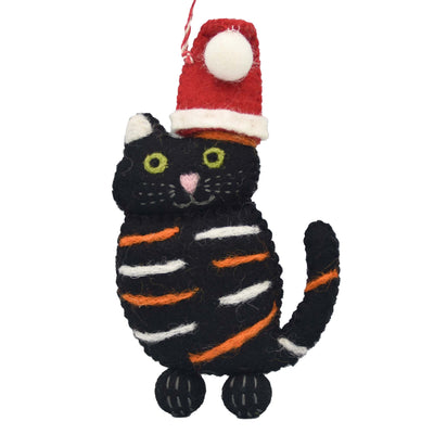 Black Calico Cat Felt Christmas Ornament