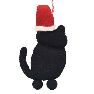 Black Calico Cat Felt Christmas Ornament