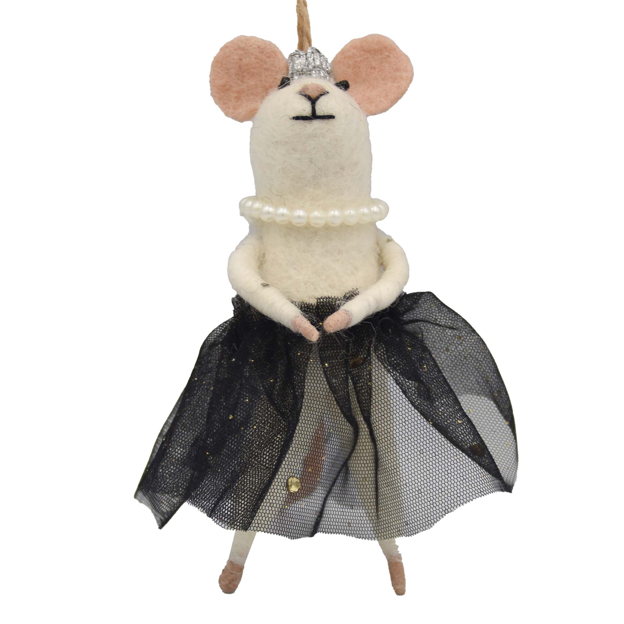 Red Carpet Queen Mouse Felt Christmas Ornament
