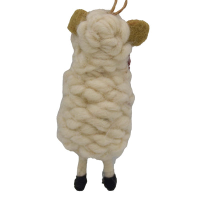 Candy Cane Sheep Felt Christmas Ornament