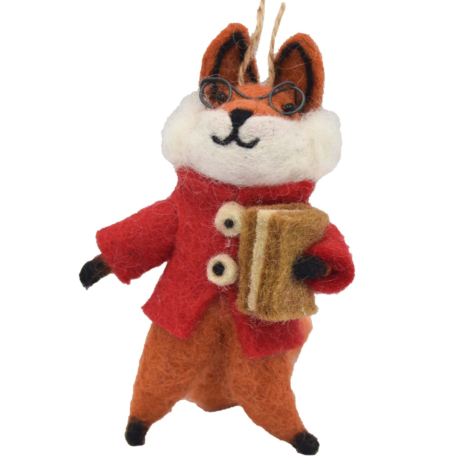 Foxy Scholar Felt Christmas Ornament