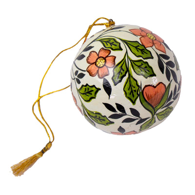 Handpainted Ornament Soft Pink Flowers Verdant Greenery, Set of 3