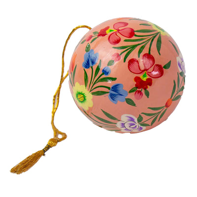 Handpainted Ornament Pink with Abundant Flowers, Set of 3