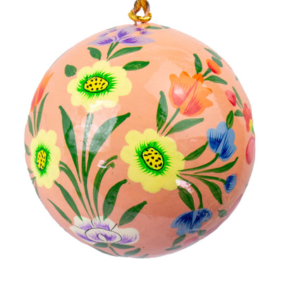 Handpainted Ornament Pink with Abundant Flowers, Set of 3