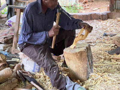 Hand-carved  Olive Wood Hut Nativity Set from Kenya