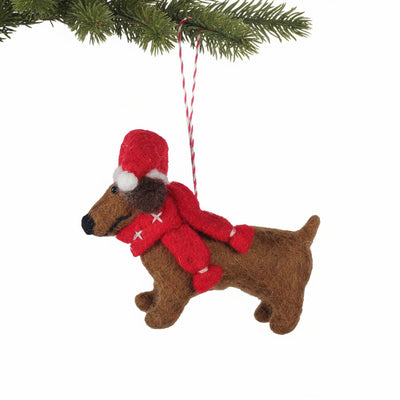 Daschund Felt Christmas Ornament