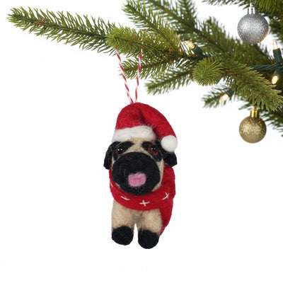 Pug Felt Christmas Ornament