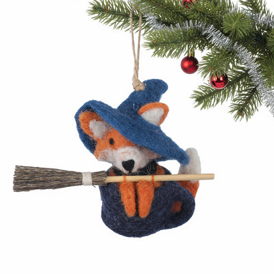 Witch Fox Coffee Cup Felt Christmas Ornament