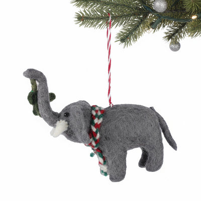Elephant and Misletoe Felt Christmas Ornament