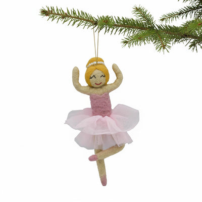 Ballerina Felt Christmas Ornament, Blonde
